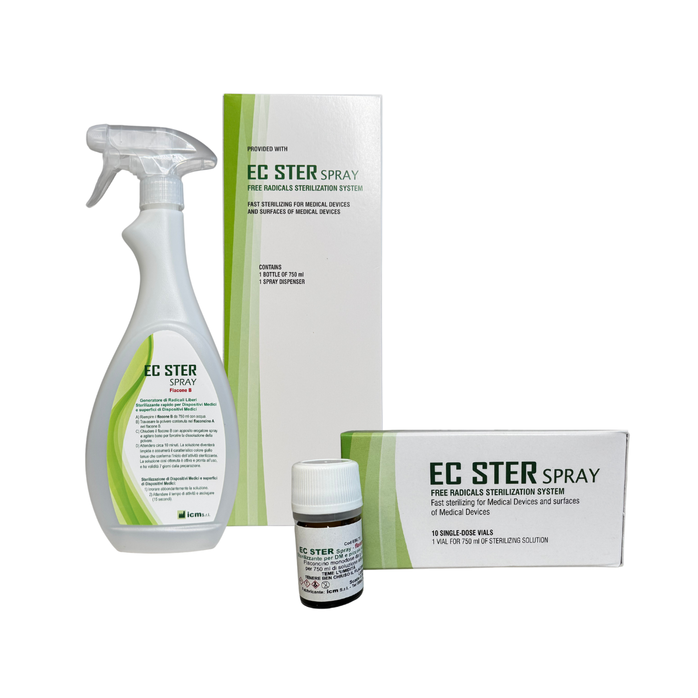 Sterilizzante a Freddo EC STER Spray - 1 Spruzzino + 10 flaconcini Monodose